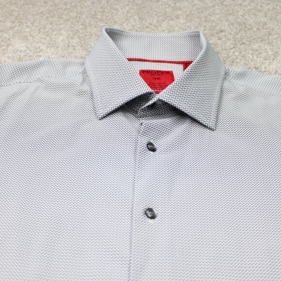 Proper Sport Shirt Mens XL Black/White Contemporary Fit 4 Way Stretch L/S Button - Picture 5 of 13